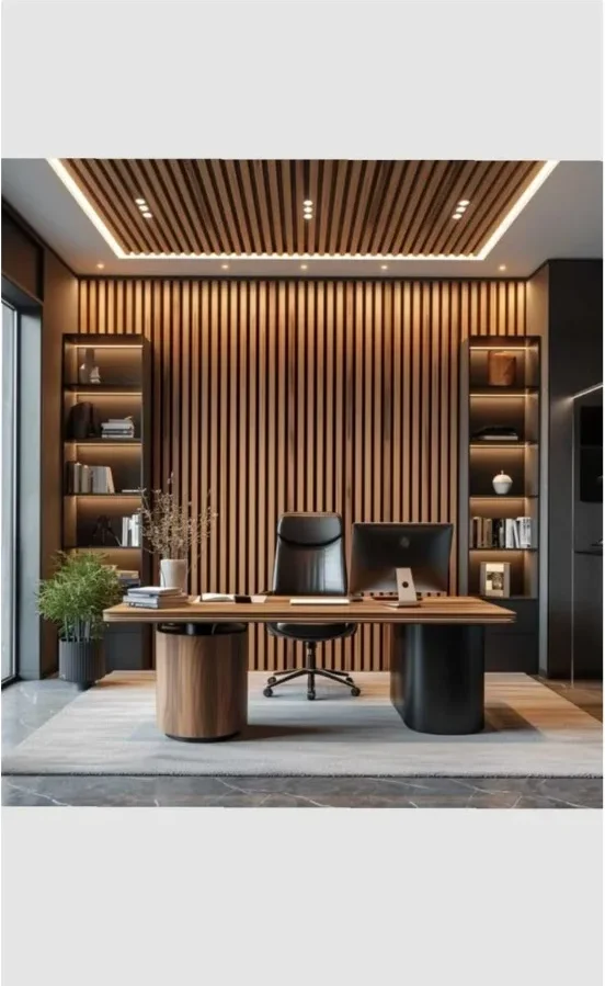 Wooden Slat Workspace