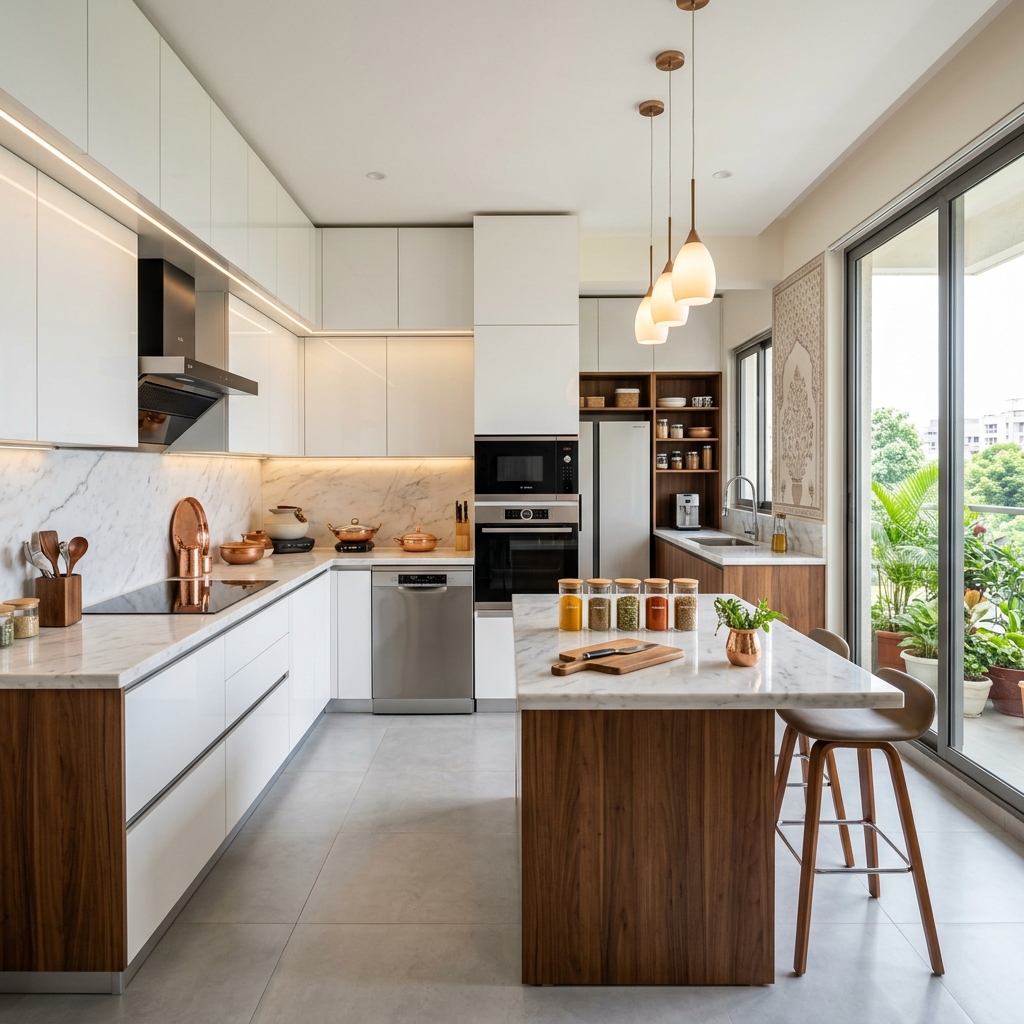 Walnut Premium Modular Kitchen