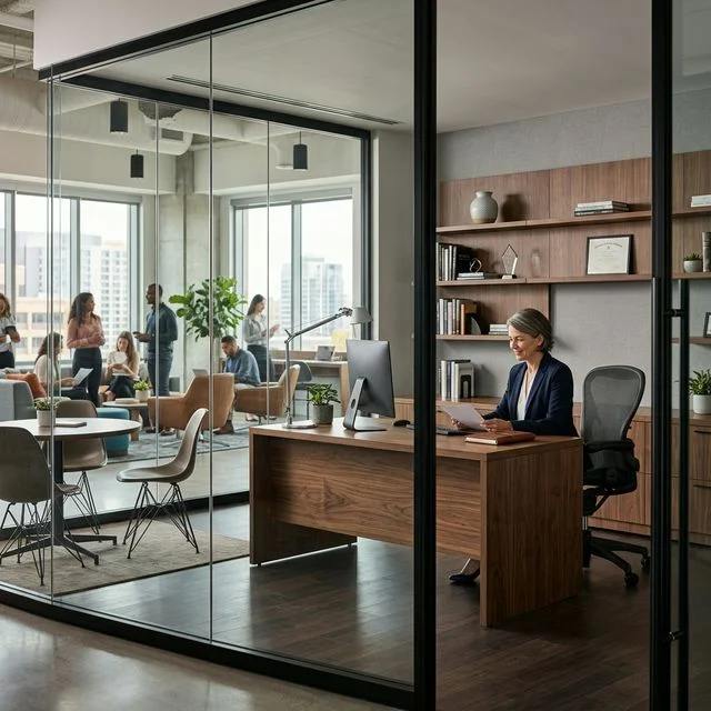 Wooden Slat Workspace