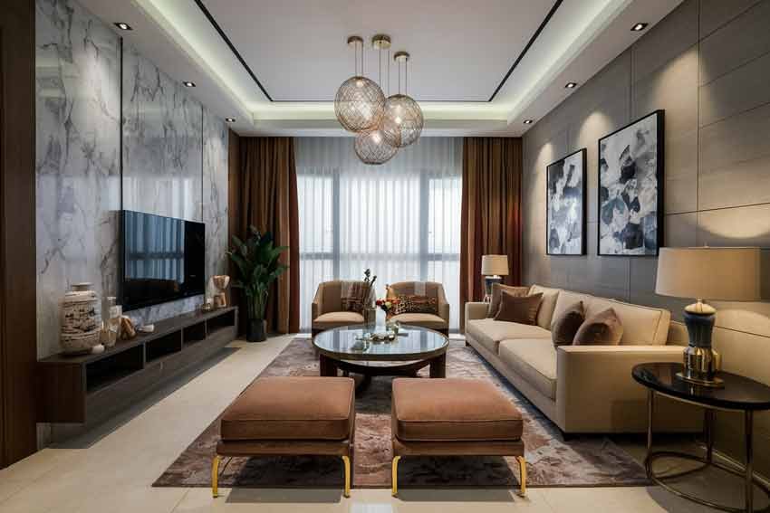 Ultra-Luxury Living Room Interior Design in Ahmedabad